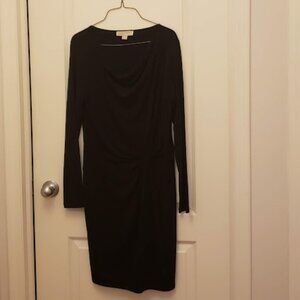MICHAEL by Michael Kors Black scoop neck mid length long sleeve dress